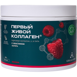 FIRST LIVE COLLAGEN® COLLAGEN HYDROLYSATE Types I, II, III WITH ELASTIN 300g RASPBERRY