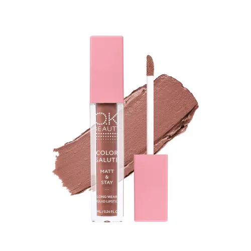 OK BEAUTY COLOR SALUTE MATT & STAY long-wear liquid lipstick Caramel OK BEAUTY COLOR SALUTE MATT & STAY long-wear liquid lipstick Caramel